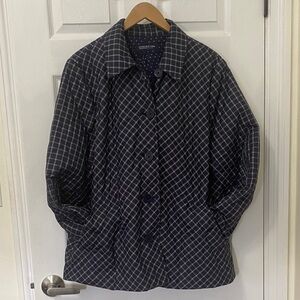 Jones New York Signature Woman Navy Checkered Shirt Jacket